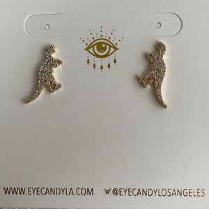 T-Rex 14K Yellow Gold Plated Brass Stud Earrings